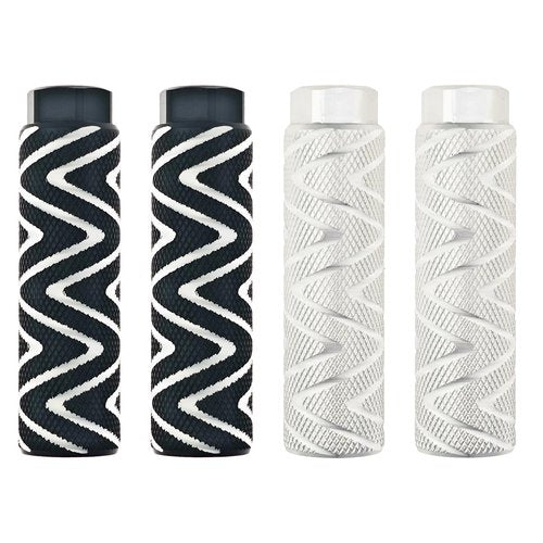 Zelerdo 4 Pack Aluminum Alloy Bike Pegs Foot Pedals Backseats Stands Fit 3/8 inch Axles (Black and Silver, 100x28 mm)