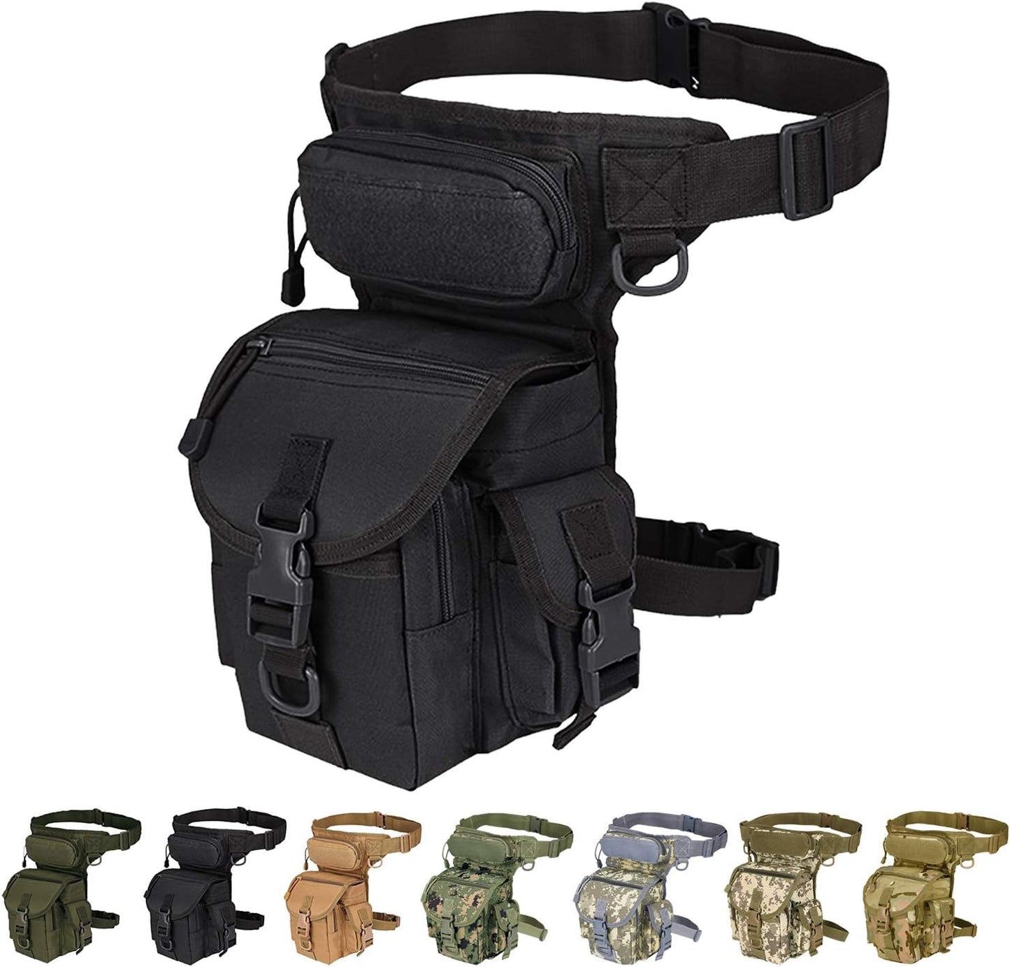 Multi-Purpose Drop Leg Pouch for Men Tactical Thigh Bag Motorcycle Leg Bag for Men Waist Pack for Military Cycling Hiking Hunting Riding Camping, Black