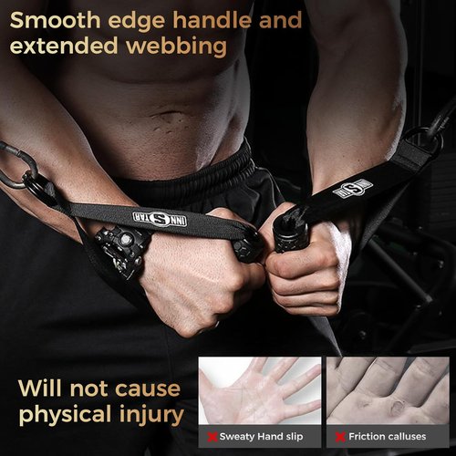 INNSTAR Upgraded Heavy Duty Exercise Handles, Cable Machine Attachments Resistance Bands With Solid ABS Core Grips, Fitness Strap Stirrup Handle Cable Attachment