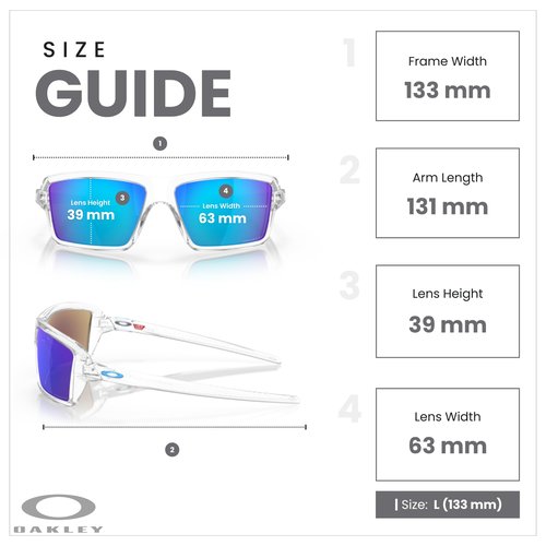 OAKLEY Cables OO9129 912905 63MM Polished Clear/Prizm Sapphire Polarized Rectangular Sunglasses for Men+ Bundle Accessory Leash Kit, Microfiber Pouch