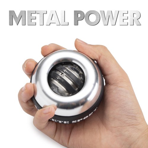 ACELETE Gyro Ball Wrist Exerciser Auto-Start Wrist Trainer Ball Forearm Strengthener for Stronger Wrist Bones and Muscle (Metal with Light)