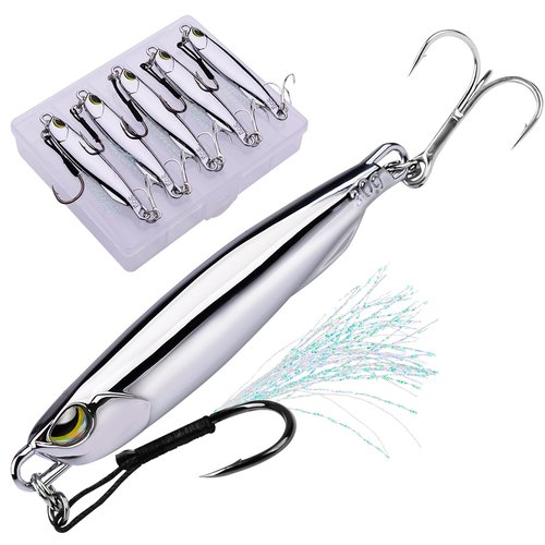 Metal Fishing Spoons Lures Kit - 5pcs Blade Baits for Trout/Bass/Catfish | Realistic Jigging Spoon Lure with Swinging Action | Freshwater & Saltwater/Sea Fishing Gear Bait (1.06 oz)