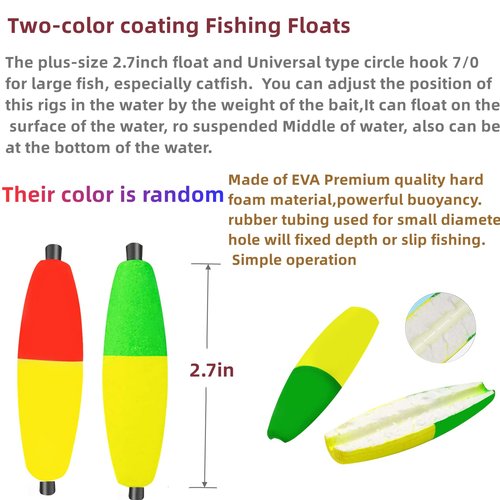 DAMIDEL 6Pcs Catfish Fishing Rigs Ready Kit，2 in 1 Rotating rattles/Double Rattles Beads, Float Rigs Tackle Santee Rig Peg Catfish，Free Adjustment in freshwter and Saltwater