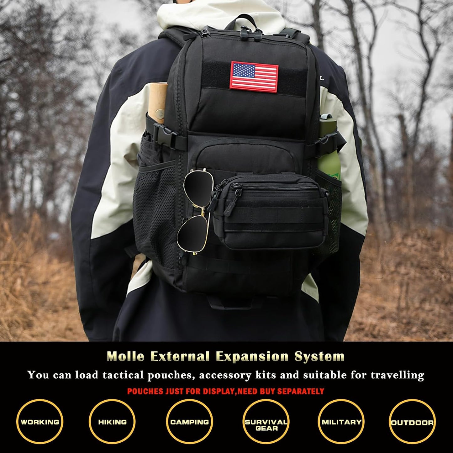 outdoor plus Camo Backpack,Military Boys Backpacks for School,40L Army Bookbag with USB Charging Port Waterproof