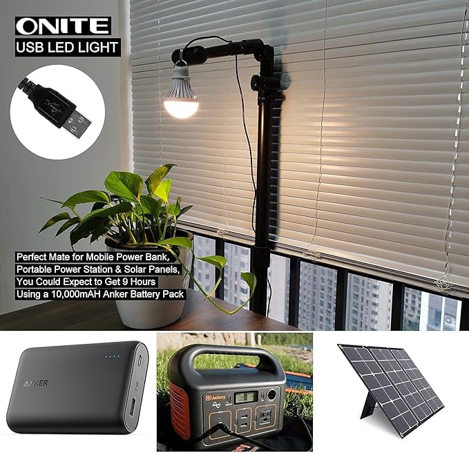 Onite 2-Pack USB LED Light Bulb | 2700K Warm White | Emergency Backup Lighting for Camping, RV, Garage, and Power Outage Preparedness