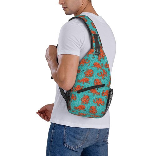 VSOFMY Sling Bag For Women Men Orange Octopus Crossbody Backpack Sling Backpack For Travel Hiking Daypack Chest Bag