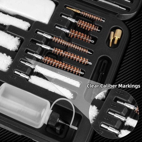 Magsaddle Universal Gun Cleaning Kit for Pistol, Shotgun, Rifle, Handgun, Airgun, Revolver, Cleaning Kit with Brushes, Jags, Slotted Tips, Portable Case