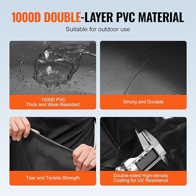 VEVOR 1000L/264 Gallon Water Storage Bladder, RV Water Tank, 1000D PVC Collapsible Water Storage Containers, Large Capacity Soft Water Bag, Portable Water Bladder,Camping,Emergency Water Supply