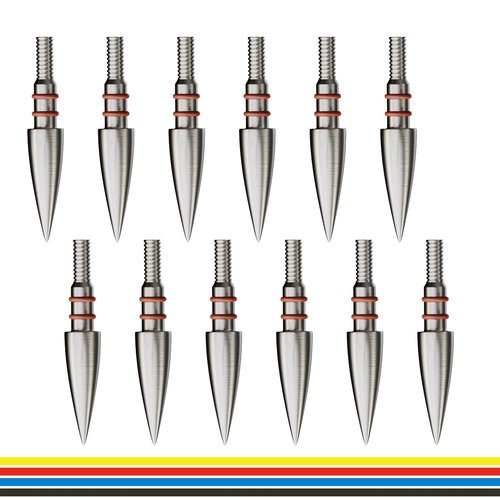 12pcs Archery Arrow Tips 100/125/150/200 Grain Field Tips 5/16 Inch, Stainless Steel Screw in Bullet Points, Archery Target Crossbow Practice Tip for Recurve Bow, Compound Bow, Hunting Bow