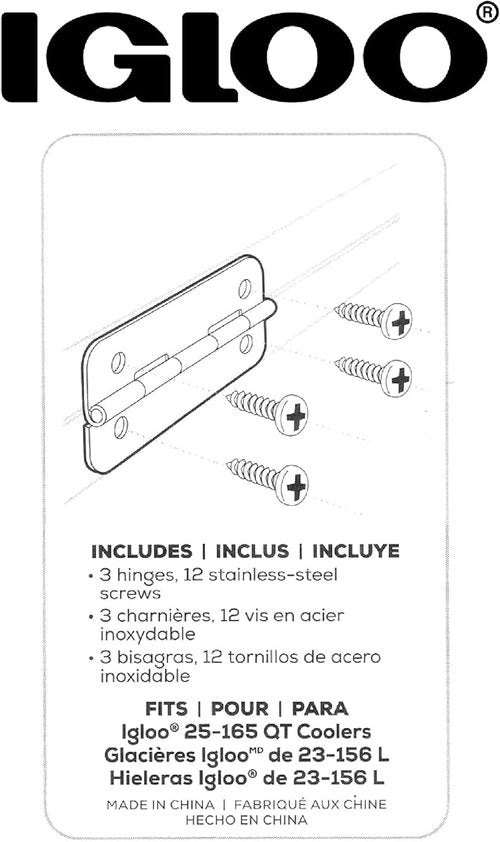 Igloo Cooler Heavy Duty Stainless Steel Hinges for Ice Chests (Set of 3)