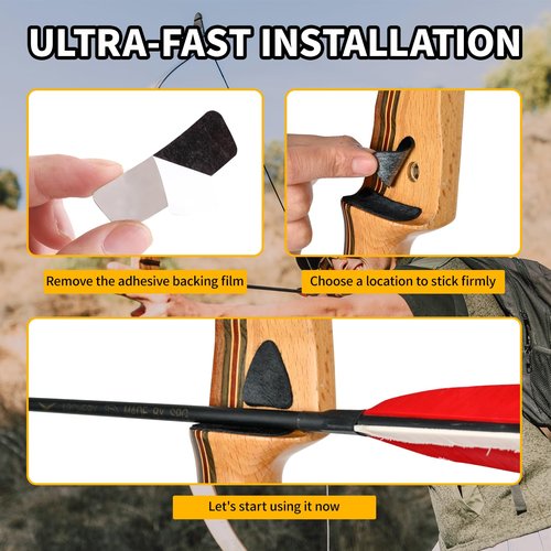 FENJANER Archery Hair Arrow Rest & Limb Silencers - 2 Packs Leather Adhesive Backed Sticker Traditional Bow Limb Protection Strip & Arrow Rest, Recurve Long Bow Hunting Shooting Accessories