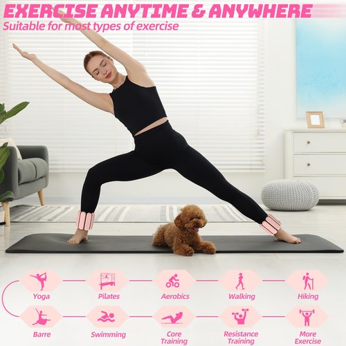HEYZONE Ankle Weights for Women,Adjustable Ankle and Wrist Weights for Women 2 Lbs Set of 2 (1 Lb Each),Wearable Wrist Leg Arm Weights for Walking Yoga Pilate Barre Gym,Flesh Pink