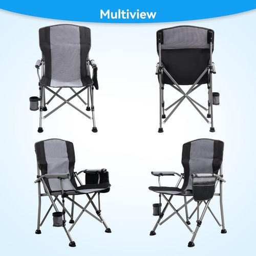 Camping Chair for Adults 2 Pack Heavy Duty Outdoor Patio Lawn Chairs Portable Support 350 LBS High Back Padded Oxford with Armrests, Storage Bag, Cup Holder, for Outside Fishing, Camping, 2PCS