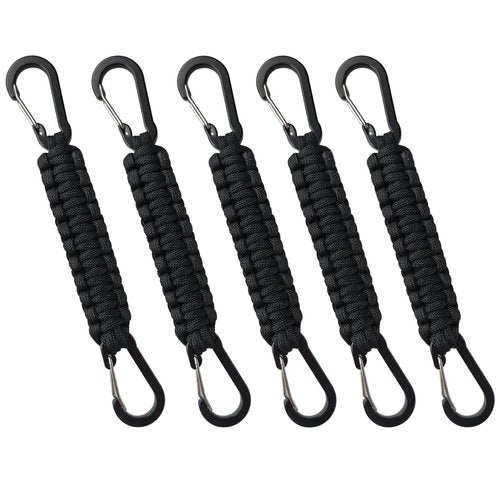 Snnshun 5-Pcs Paracord Keychain,Keychain with D-ring carabiner,Braided Umbrella Rope Key chain,Dangling Key Lanyard (black)