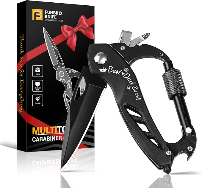 Fathers Day Dad Gift for Men Husband, 6-in-1 Multitool Knife for Camping, BEST DAD EVER Gift for Grandpa Papa from Daughter Wife Son, Birthday, Anniversaries Present for Him, Cool Tools for Men