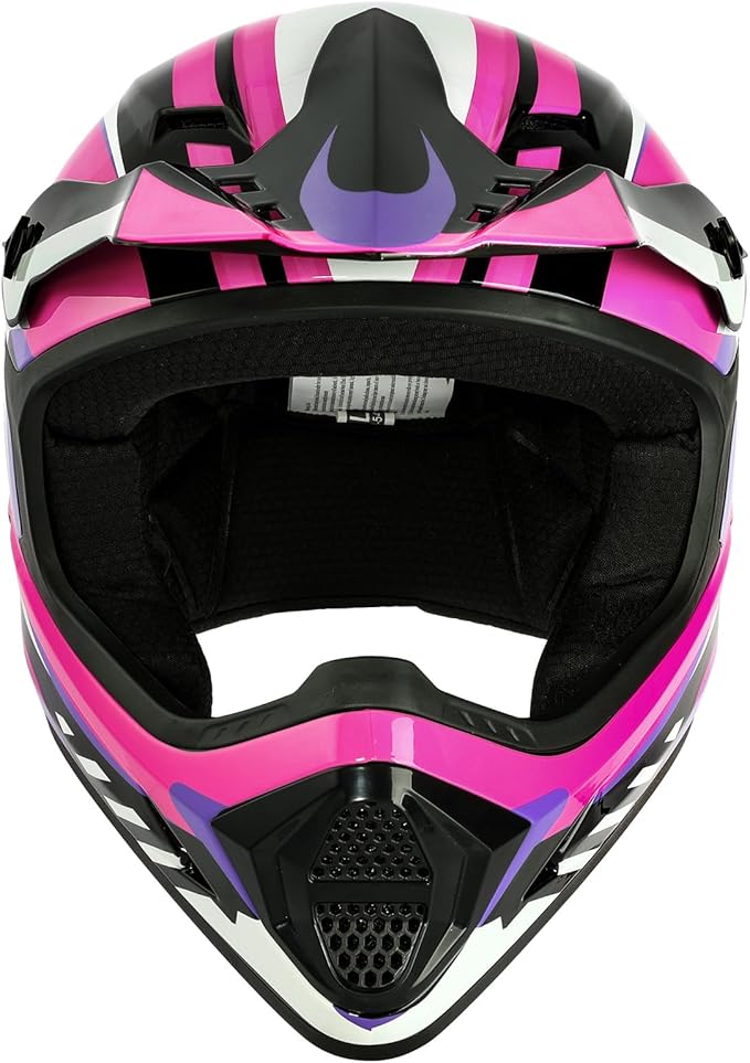 TCT-MOTORPARTS DOT Youth Kids Motocross ATV Full Face Helmets for Offroad Street Dirt Bike Go-Kart BMX MX Rose Red Large