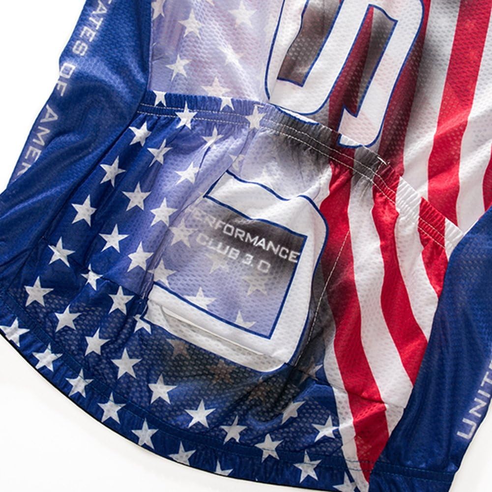 Weimostar Men's USA Cycling Jersey Short Sleeve Biking Shirts Breathable with Pockets