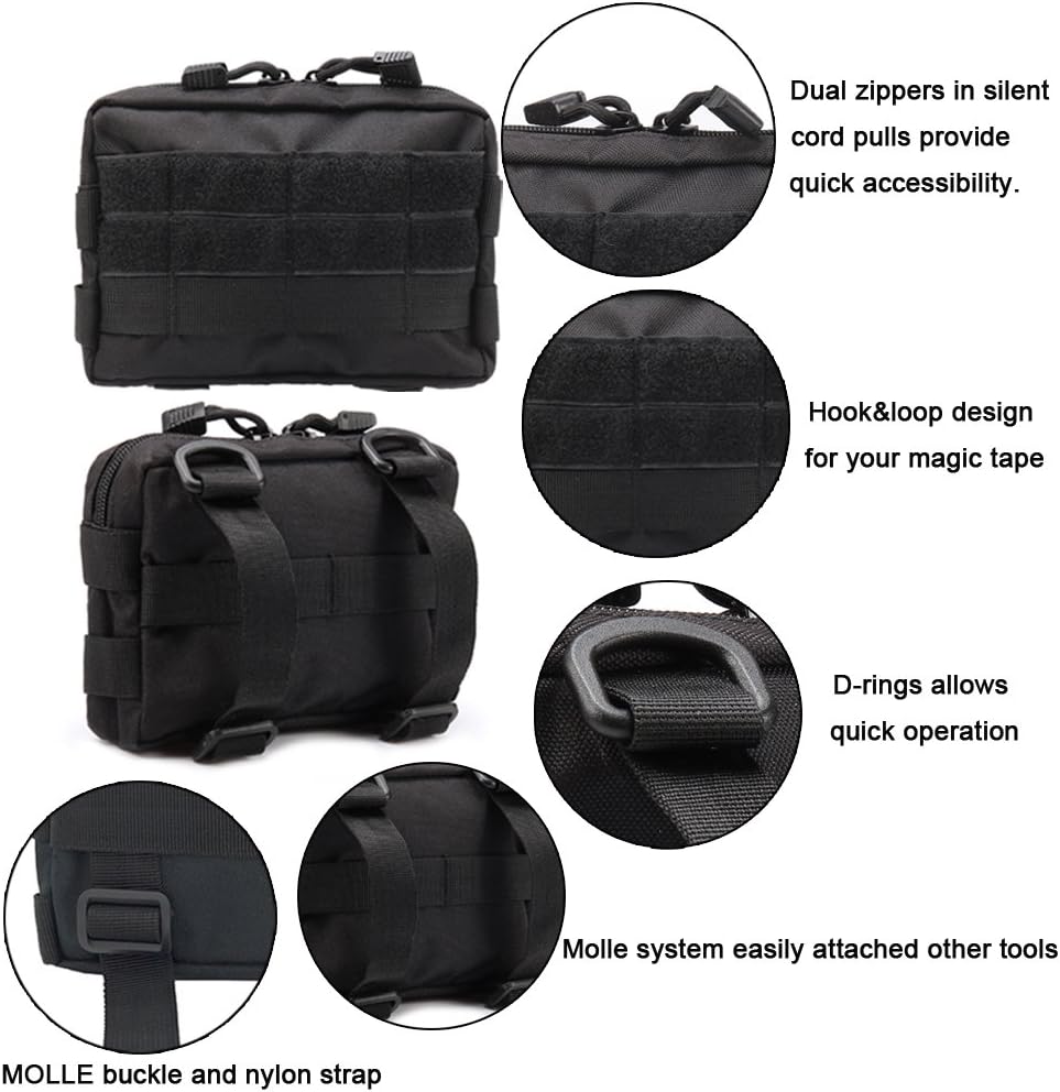 MOLLE Pouches - 2 Pack Tactical Compact Water-Resistant Utility Gadget Gear EDC Pouch