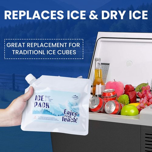 Reusable Ice Packs for Cooler- Long Lasting Cold Freezer Packs for Coolers and Lunch Boxes-Cooler Ice Packs for Camping Gear, Fishing, Road Trips,Beach Must Haves（6 Pack