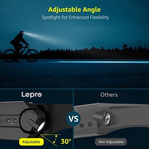 Lepro Bundle - 4 Packs Hanging Tent Light Bulbs with Clip Hook for Camping & 230°COB Wide Beam & Adjustable Spotlight, Waterproof Headlamp