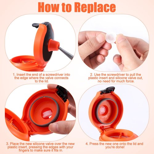 10pcs Bottle Lid Replacement Compatible with Gatorade Water Bottle, Dispensing Valves Replacement Gasket Silicone Valve and Plastic Insert & Bottle Seal & Clip for Gatorade GX 30oz Part Accessories