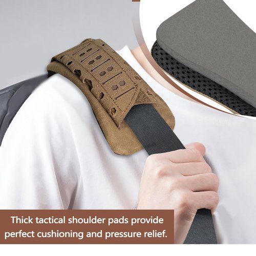 Sekonow 2 Pack Shoulder Strap Pad for Tactical Vest, Breathable Backpack Strap Pads Bag Strap Soft Mesh Cushion Pads for Plate Carrier, Chest Rig, Sling Bag, Duffle Bag (Khaki)