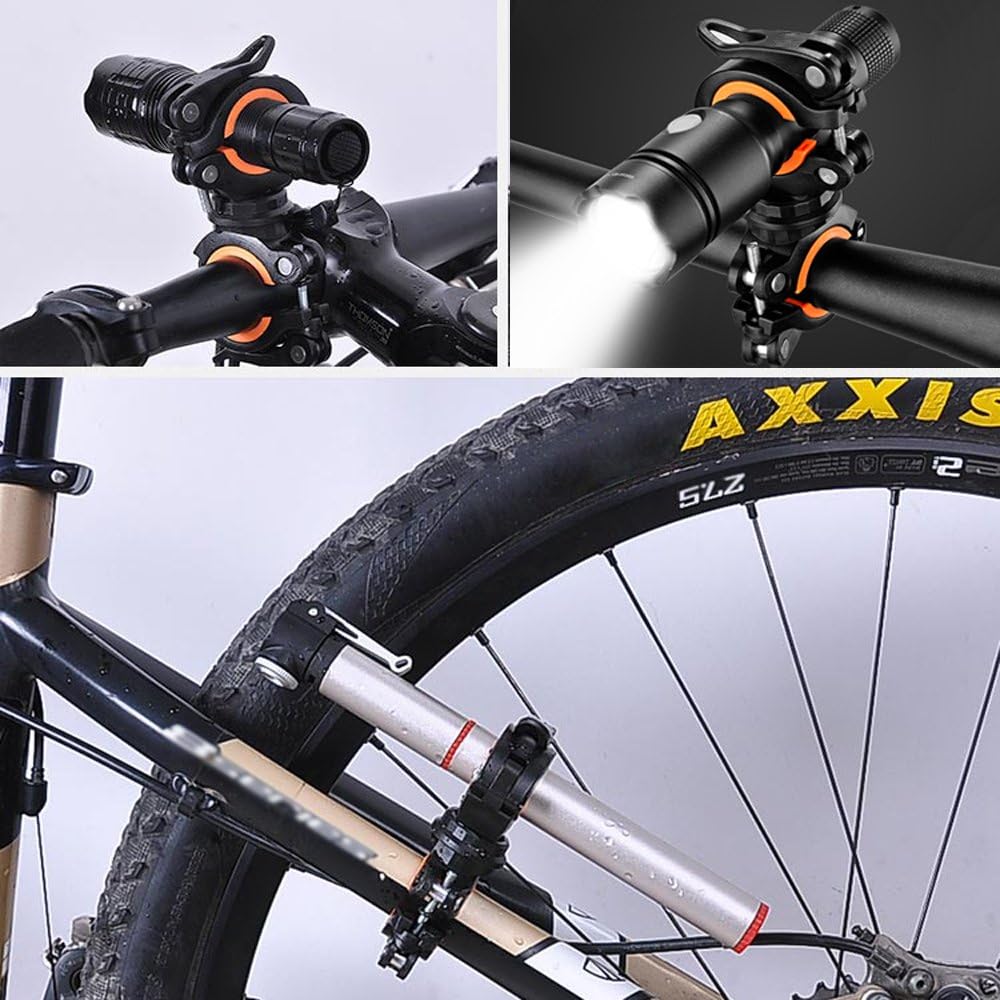 [2 Pack] Vonpri Flashlight Holder, Mount Bicycle Mounting Bracket Flashlight Holder Torch Clip 360º Rotation