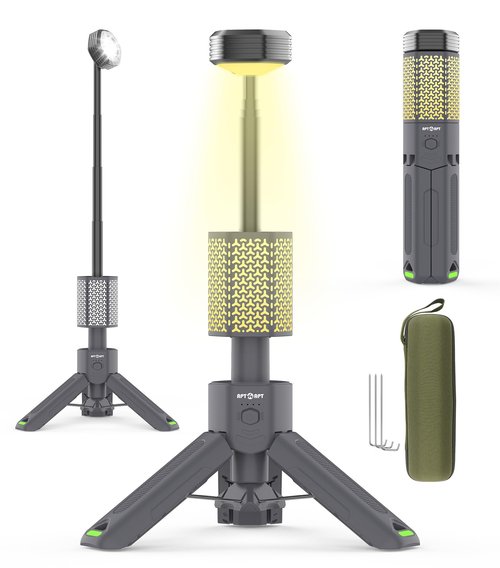 APTMAPT Telescopic Camping Light, Portable Collapsible Magnetic Camp Lantern Rechargeable,10500mAh Telescoping IP67 Waterproof Flashlights, Outdoor Gear for Emergency, Camping, Hiking (Gray)