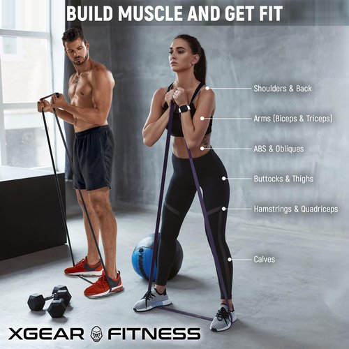 XGear Fitness Pull Up Assist Bands - Heavy Duty Resistance Bands for Body Stretching, Powerlifting, Resistance Training (Black)