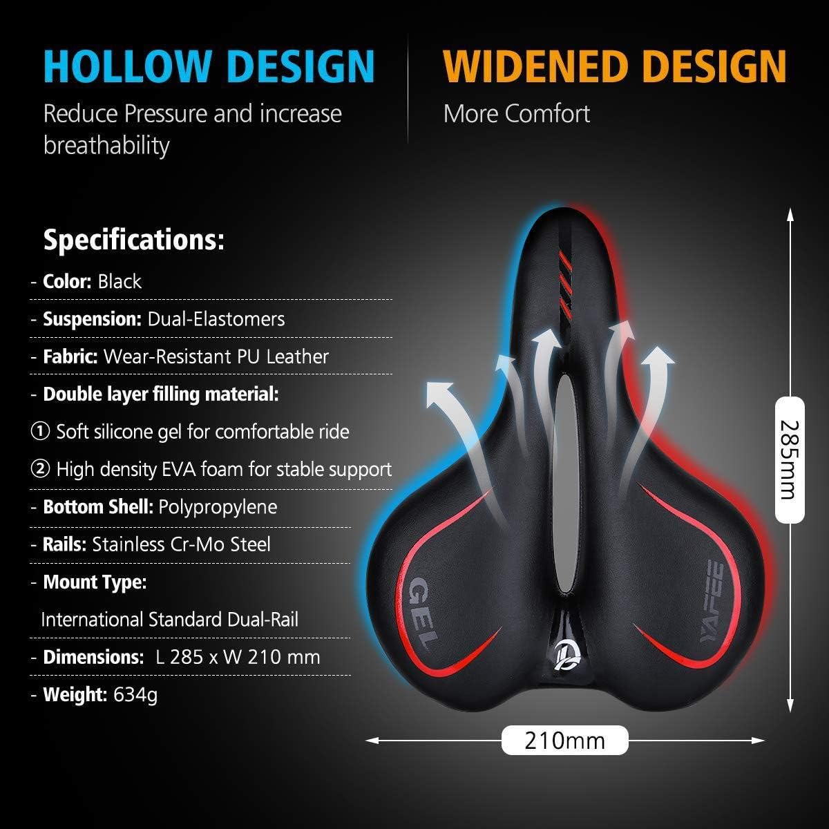 UNISTRENGH Big Bum Bike Saddle Seats Cruiser Suspension Shock Absorbing Ball Extra Wide Silica Gel Padded Cushion Bicycle Cycling
