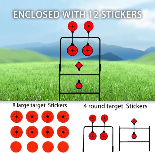 Metal Target, Backyard BB Target, Automatic Reset, Round, Iron, Portable Design, Suitable for Home Garden, Lawn, Farm, Patio, Backyard (Round) (4 Circles)