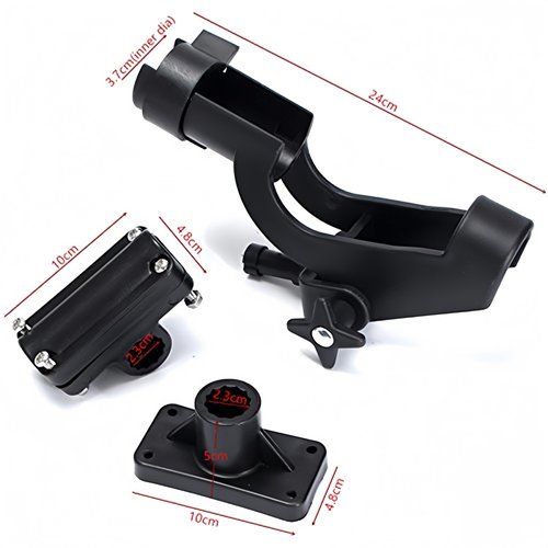 HiUmi Adjustable Rotatable Plastic Fishing Rod 3 Mount Rack Holder Bracket Boat Canoeing Rowing Mount Kit Kayak Side Rod Holder (RH50-4Pack)