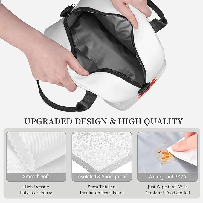 bassyil Insulated Lunch Bag Reusable Lunch Box With Adjustable Shoulder Strap Cooler Tote Bag For Men Women (red)