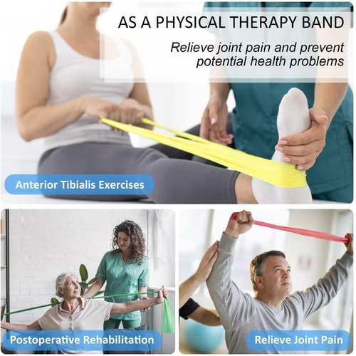 Resistance Bands Set, Latex-Free Exercise Bands for Working Out, Professional Physical Therapy Bands, Elastic Bands for Stretching, Suitable for Rehab, Yoga, Pilates, Gym, Home Exercise (4.9ft)