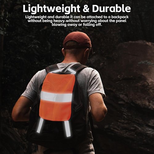 Watayo 6 Pcs Blaze Orange Safety Panel- 9 x 12 Inch Blaze Orange Panel Hunting Mesh- Orange Tent Backpack Cover Safety Panel with Reflective Strips for Field Hiking Camping Biking