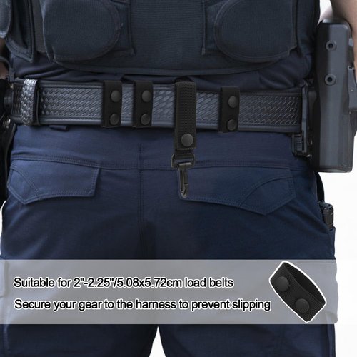 NQEUEPN 4pcs Belt Keepers for Duty Belt, Police Nylon Belt Keepers with Belt Hook Double Snaps Duty Belt Loop Keepers Belt Key Clip Holder for Hanging Key Enforcement Accessories(Black)