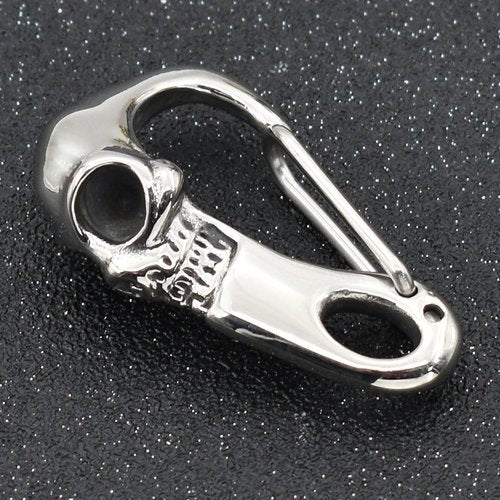 Heavy Metal Skull Key Clasp Carabiner Biker Stainless Steel Keychain