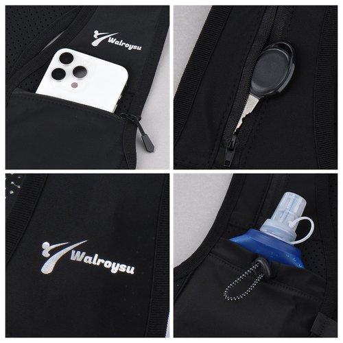 Running Vest for Women & Men, Adjustable Elasticated Sternum Straps Vest with 500ml Soft Flask, Fast and Free Reflective Running Vest, Designed for Running Marathon Trail Race Jogging Cycling
