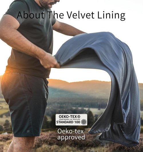 Litume Ultra Compact Summer Sleeping Bag with Velvet Lined, 1.4 lbs/ 630g, Synthetic Lightweight Envelope Combinable Sleep Sack for Adult, Family, Outdoor, Camping, Travel, Backapcking (Green)