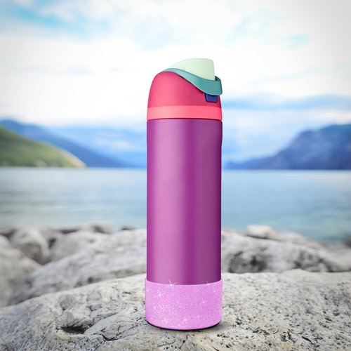 yoelike 2PCS Glitter Silicone Boot for Owala Water Bottle 24 oz, Anti-Slip Protective Sleeve for FreeSip/Twist/Flip, Bottom Bumper Cover for Watter Bottle Accessories
