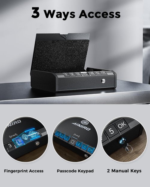 Biometric Trigger Lock & Gun Safe Bundle - Quick-Access Gun Trigger Lock for Handguns, Rifles, and Shotguns, Biometric Gun Safe for Handgun, Ideal for Home, Bedside, and Car