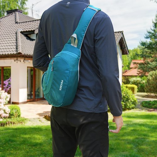Peicees Sling Bags Men Women Shoulder Backpack Small Cross Body Chest Sling Backpack, Black