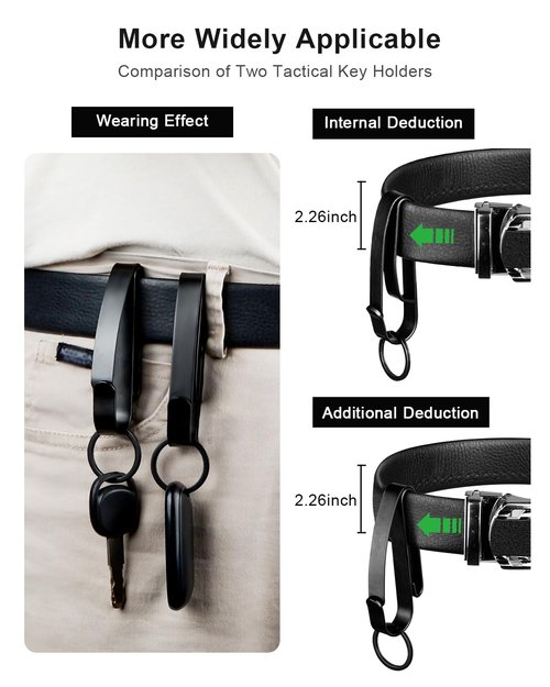 CREASOL 2-Pack Duty Belt Key Holder, Heavy-Duty Quick-Release Clip with Rings, Stainless Steel Stealth Design for Police, Security, and First Responders, Fits up to 2.25-Inch Belts