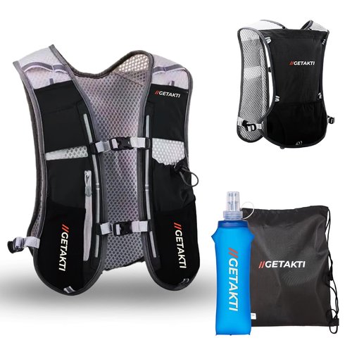 Running Vest for Men and Women - Hydration Vest with 500ml Foldable Water Bottle - Lightweight Hydration Backpack for Outdoor Adventures, Trail Running, Hiking and Cycling