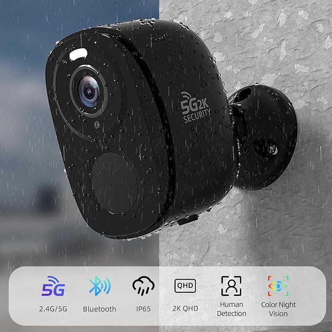 Security Cameras Wireless Outdoor, 2K Battery Powered Camera for Home Security with IP65, SD/ Free Cloud Storage, No Monthly Fee, AI Motion Detection, Color Night Vision, 2-Way Audio (BW4-G-4Pack)