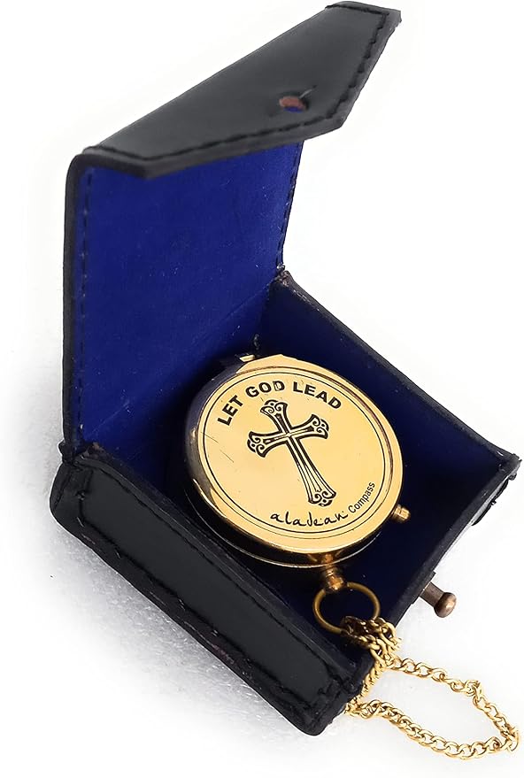 Divine Path Engraved Compass - I Will Guide You - Psalm 32:8" Quote | Inspirational Gifts for Men Women, Uplifting Spiritual Heavenly Faith Gift Boys Girls