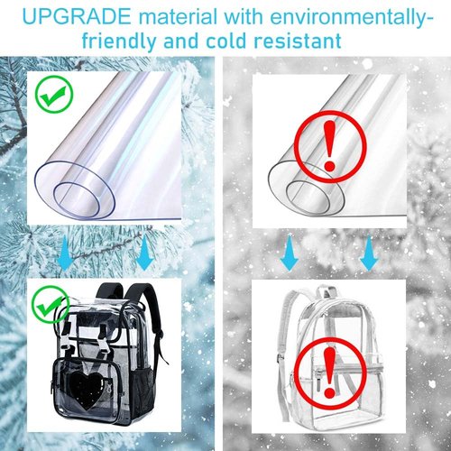 FTJCF 3PSC Clear Backpack, Heavy Duty Transparent Bookbag for Girls Women, Stadium Approved See Through Backpack Set (Black Sequins)