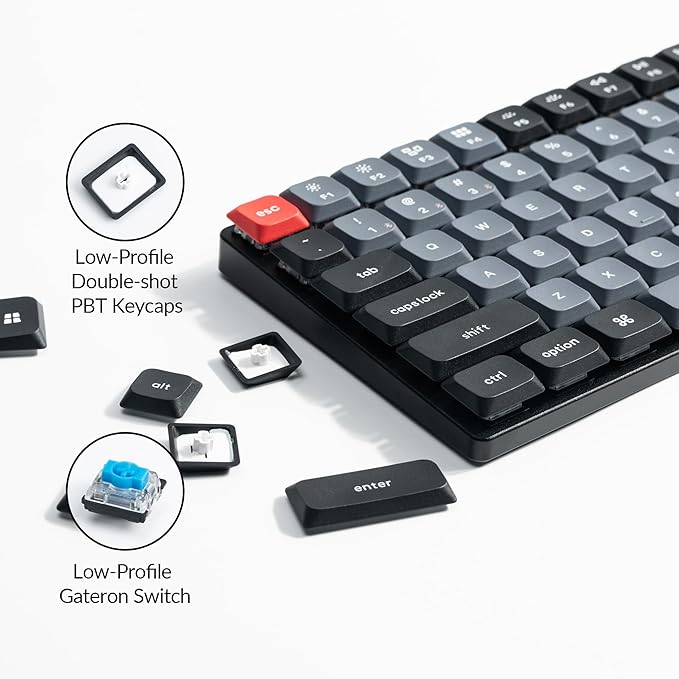 Keychron K17 Pro QMK/VIA Low-Profile Custom Wireless Mechanical Keyboard 96% Layout Programmable Knob Bluetooth/Wired White Backlight Compatible with Mac Windows Linux