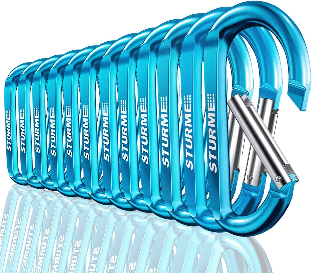 STURME 12pcs Carabiner Clip 3" Small Durable Carabiner Keychain Carabeaner Hooks