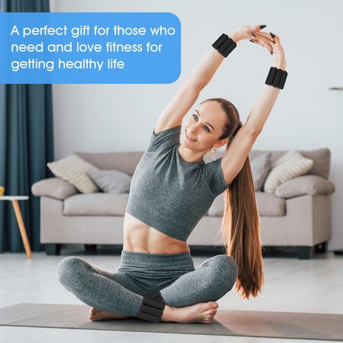 Wrist Weights Set of 2(1Lbs Each), Adjustable Wrist and Ankle Weights for Women and Men, Wearable Arm & Leg Weights Set for Walking, Yoga, Swimming, Cardio, Aerobics, Gym (Black)